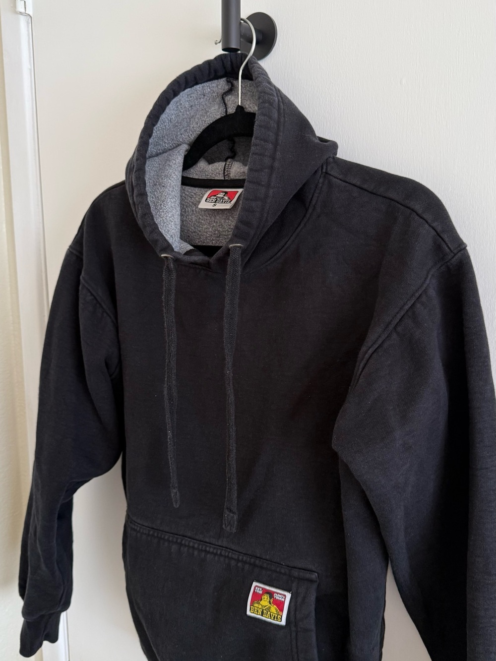 Ben Davis Heavyweight Pullover Workwear Hoodie Black - Picture 3 of 5